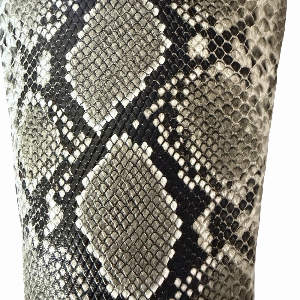 Knee High Snakeskin Print Boots Sz 6.5 Edgy Rocker Black Gray Mattison Glam Rock - Picture 6 of 10